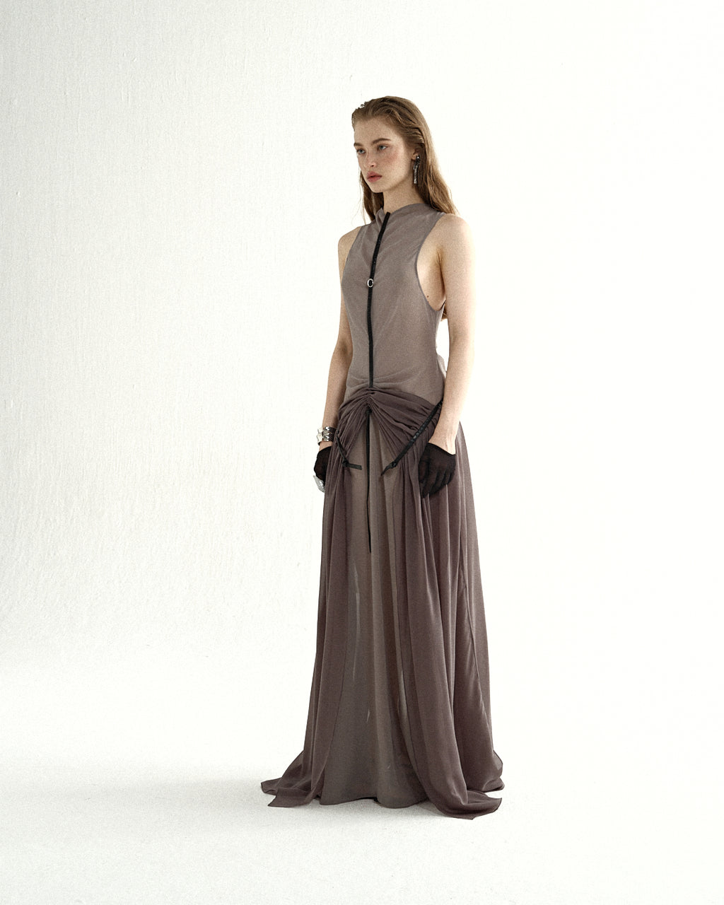 Taupe Halter Maxi Dress