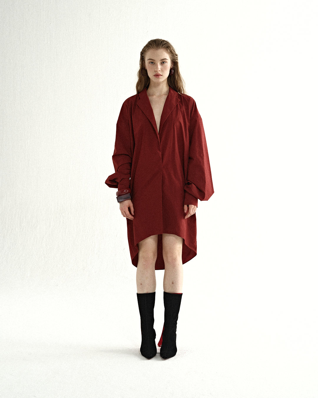 Crimson Oversized Wool Coat