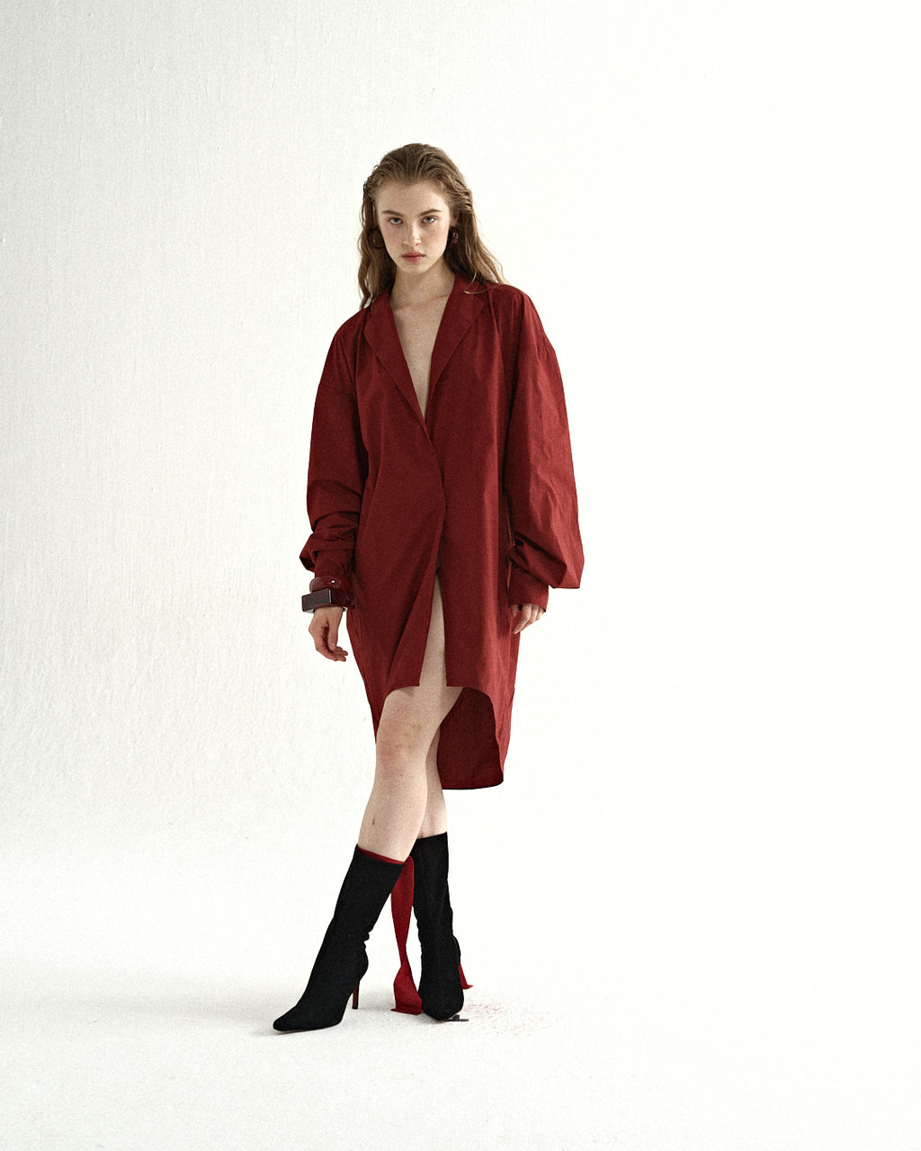 Crimson Oversized Wool Coat