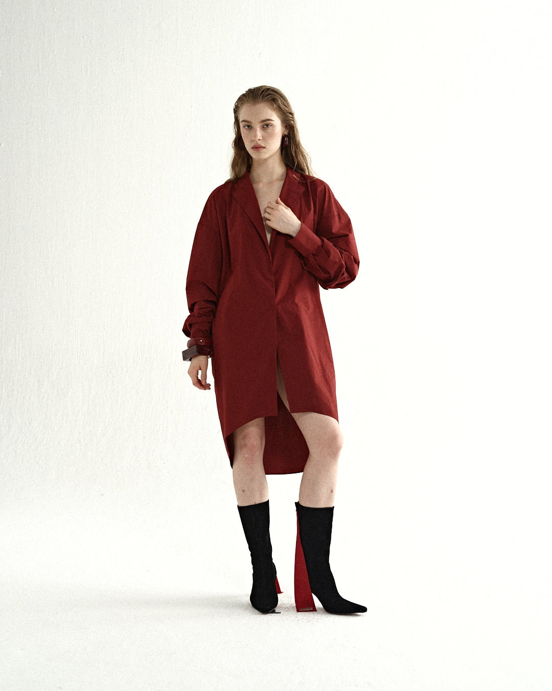 Crimson Oversized Wool Coat
