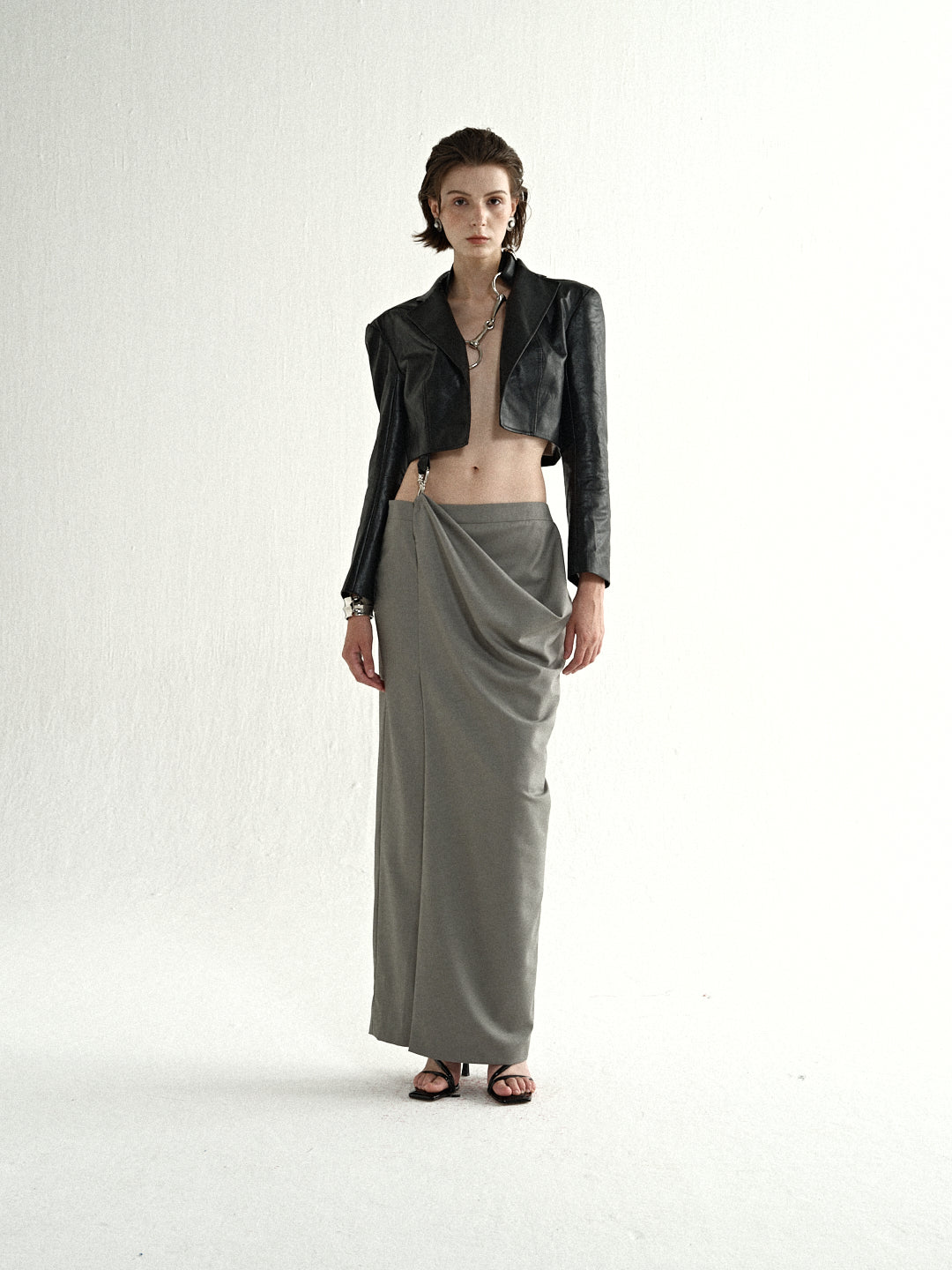 Noir Cropped Leather Jacket