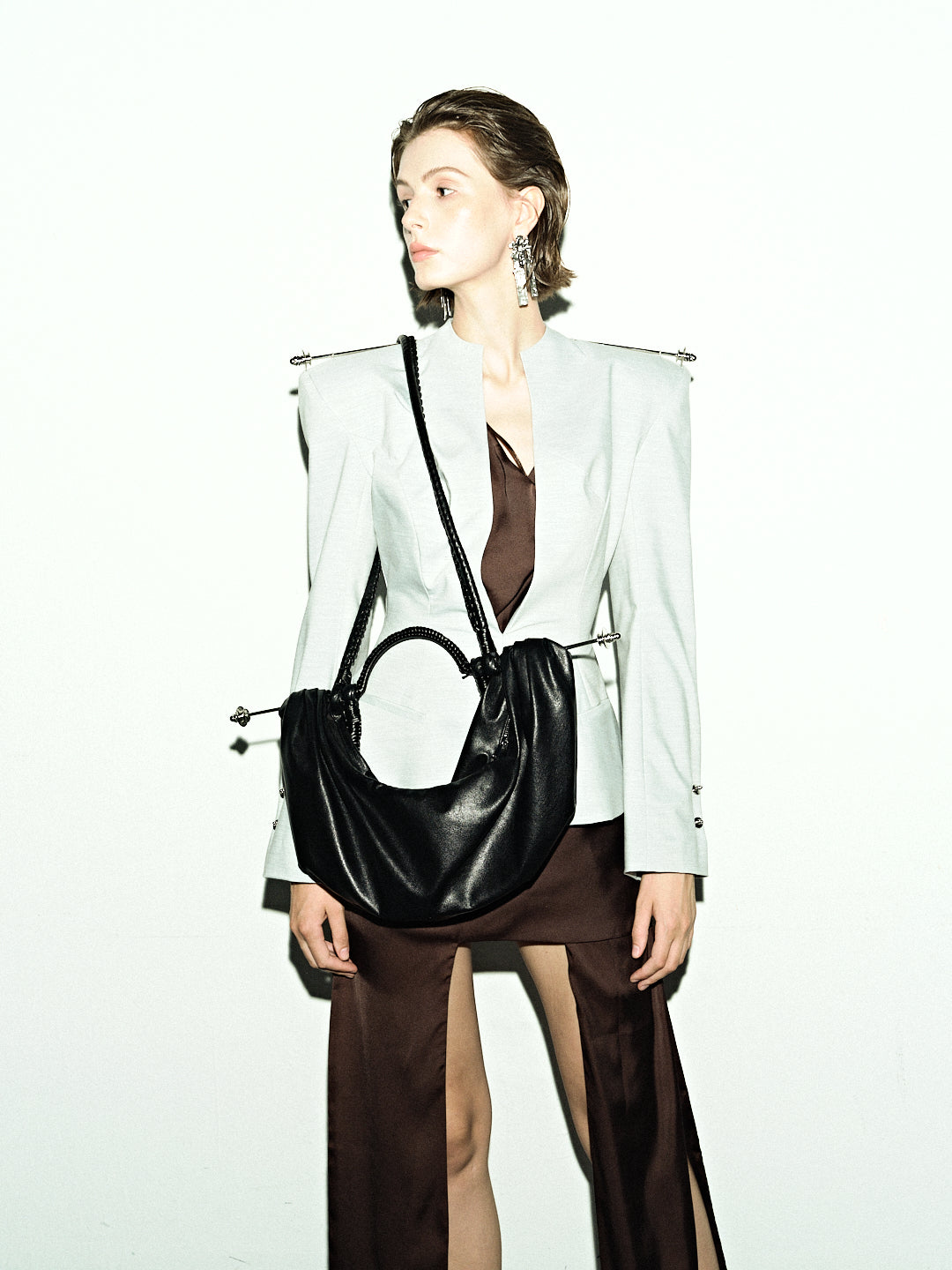 Ivory Power Blazer & Wide-Leg Trouser Set