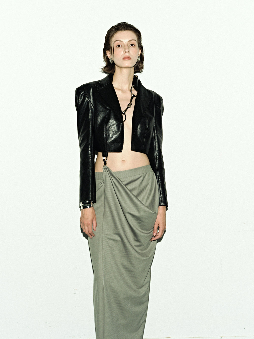 Noir Cropped Leather Jacket