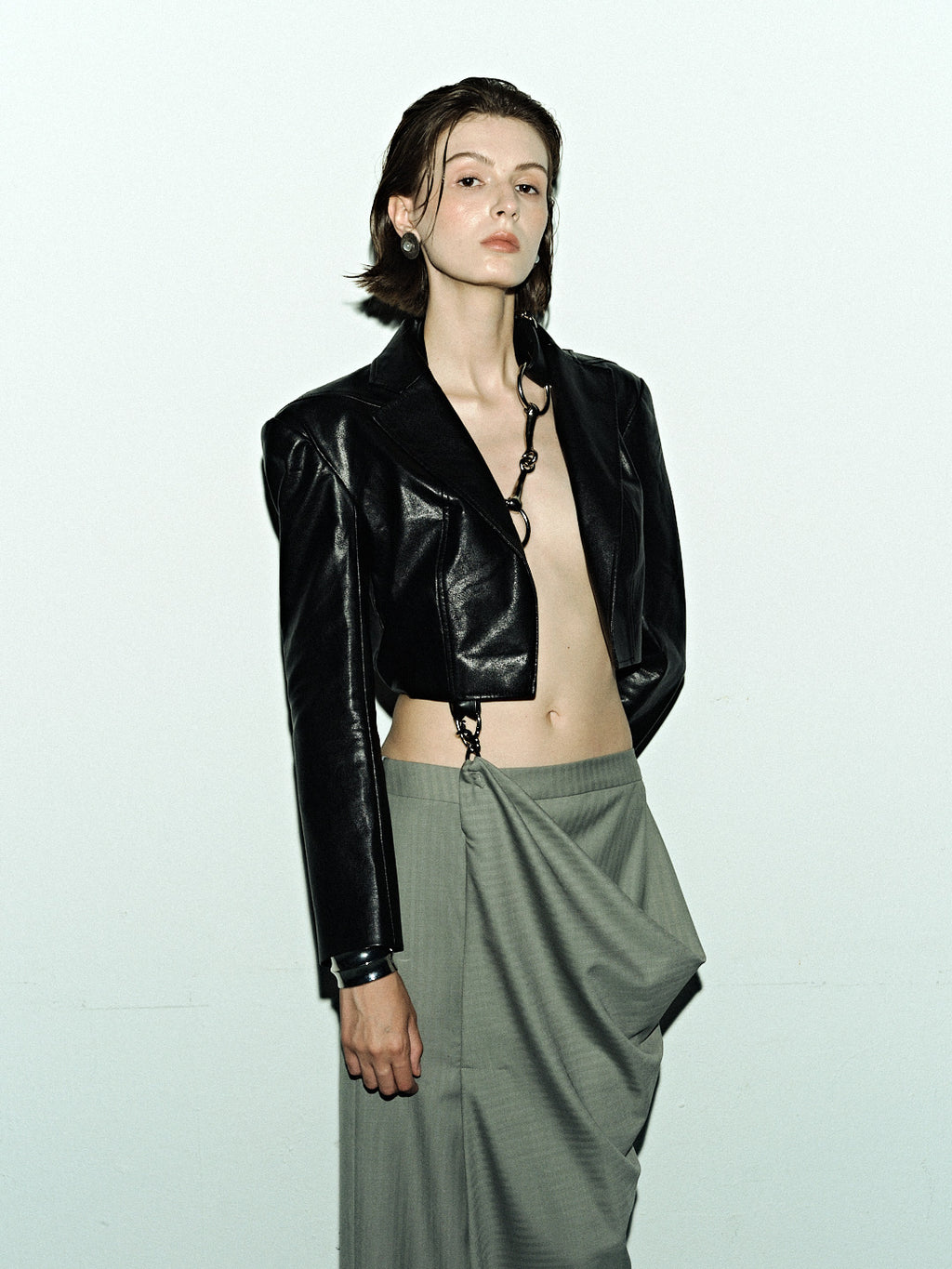 Noir Cropped Leather Jacket